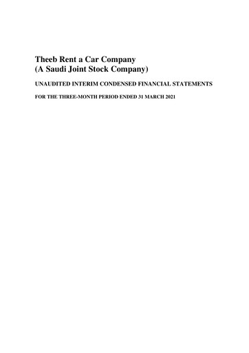 Thumbnail Theeb Rent A Car Company Quarterly Report 2021-q1