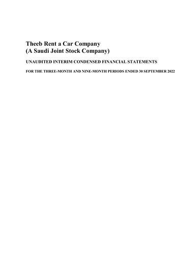 Thumbnail Theeb Rent A Car Company Quarterly Report 2022-q3