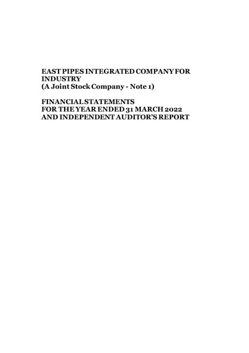 Miniature East Pipes Integrated Company for Industry Bilan financier 2022