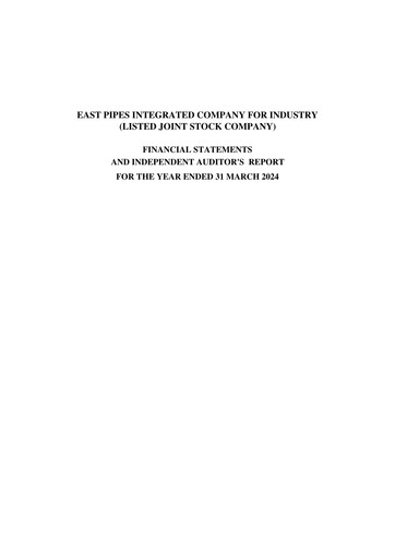 Thumbnail East Pipes Integrated Company for Industry Financial Statement 2024