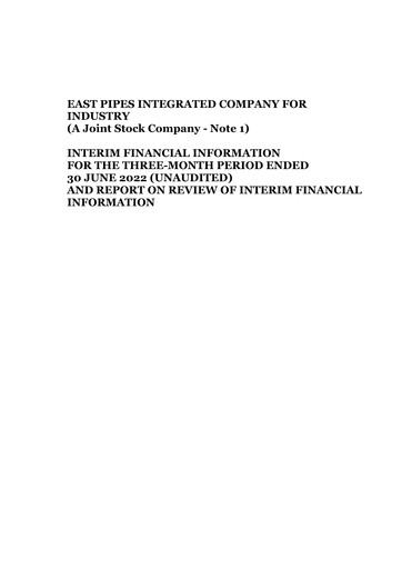 Miniature East Pipes Integrated Company for Industry Rapport trimestriel 2022-q2