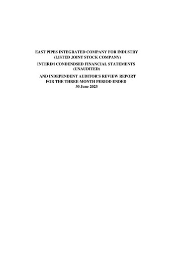 Miniature East Pipes Integrated Company for Industry Rapport trimestriel 2023-q2