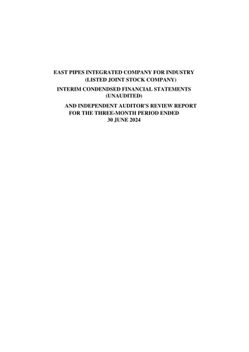 Miniature East Pipes Integrated Company for Industry Rapport trimestriel 2024-q2