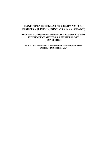 Miniature East Pipes Integrated Company for Industry Rapport trimestriel 2024-q4