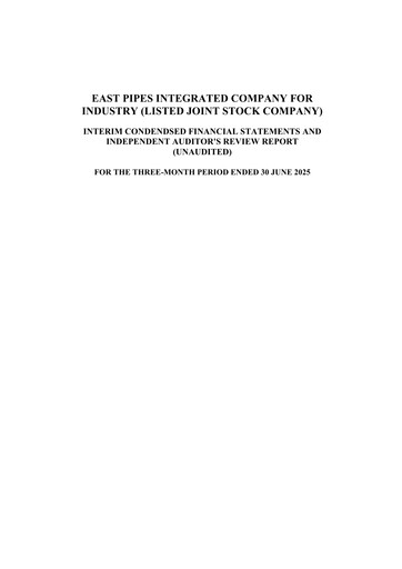 Miniature East Pipes Integrated Company for Industry Rapport trimestriel 2025-q2