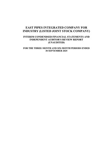 Miniature East Pipes Integrated Company for Industry Rapport trimestriel 2025-q3