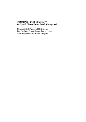 Thumbnail Tanmiah Food Company Financial Statement 2020