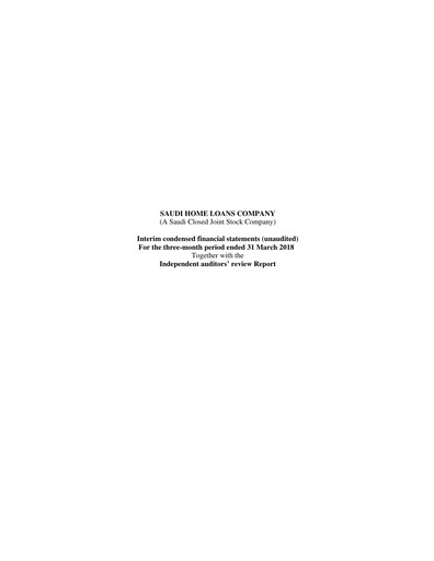 Thumbnail SHL Finance Company Quarterly Report 2018-q1