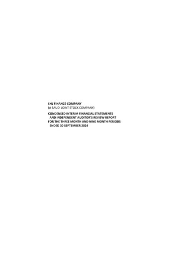 Thumbnail SHL Finance Company Quarterly Report 2024-q3