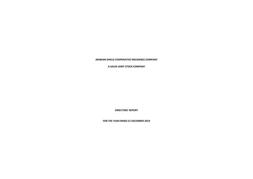 Thumbnail Arabian Shield Cooperative Insurance Company Annual Report 2019