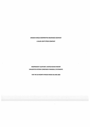 Thumbnail Arabian Shield Cooperative Insurance Company Financial Statement 2020-h1