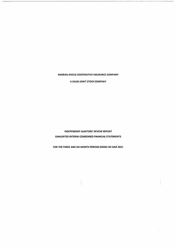 Thumbnail Arabian Shield Cooperative Insurance Company Financial Statement 2021-h1