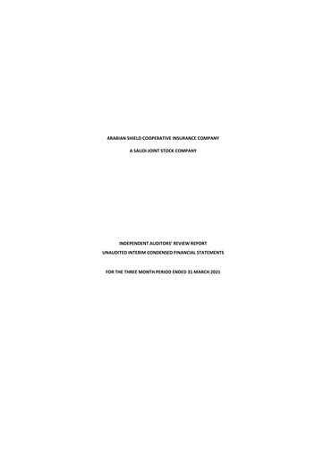 Thumbnail Arabian Shield Cooperative Insurance Company Quarterly Report 2021-q1