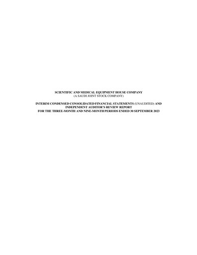 Thumbnail Scientific and Medical Equipment House Company Quarterly Report 2023-q3