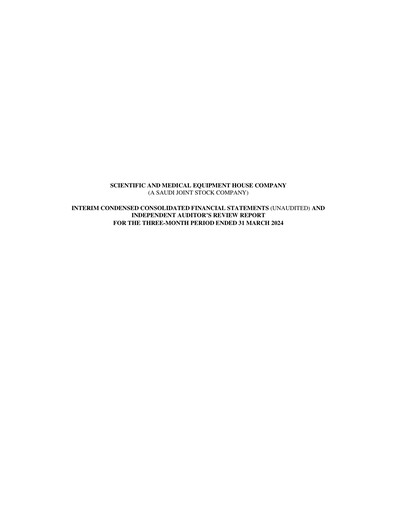 Thumbnail Scientific and Medical Equipment House Company Quarterly Report 2024-q1