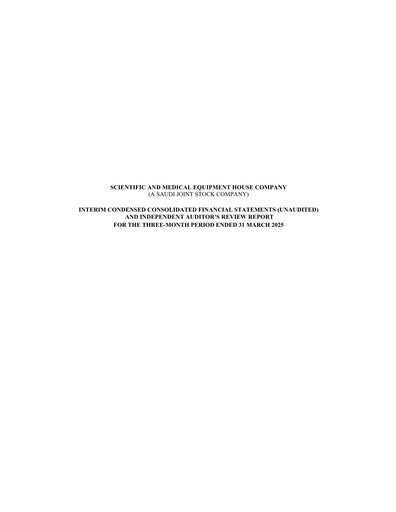 Thumbnail Scientific and Medical Equipment House Company Quarterly Report 2025-q1