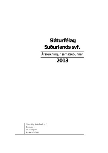 Thumbnail Sláturfélags Suðurlands Financial Statement 2013