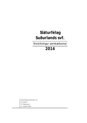 Thumbnail Sláturfélags Suðurlands Financial Statement 2014