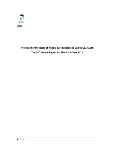 Thumbnail Middle East Specialized Cables Company Annual Report 2021