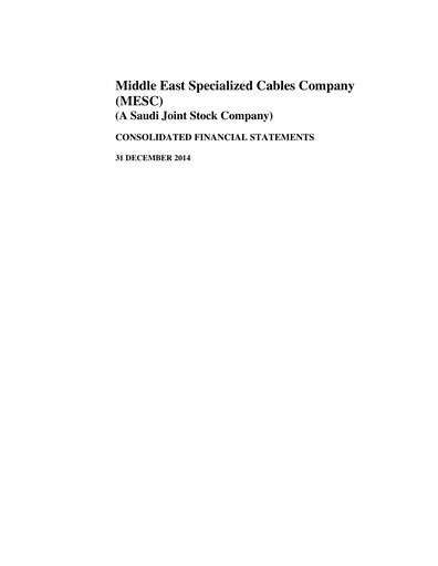 Thumbnail Middle East Specialized Cables Company Financial Statement 2014