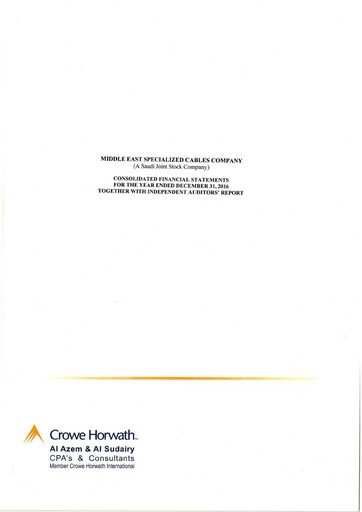 Thumbnail Middle East Specialized Cables Company Financial Statement 2016