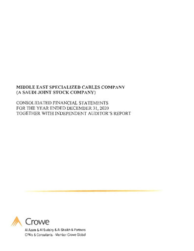 Thumbnail Middle East Specialized Cables Company Financial Statement 2020