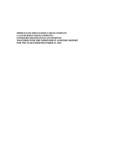 Thumbnail Middle East Specialized Cables Company Financial Statement 2023