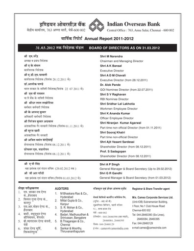 Thumbnail Indian Overseas Bank
 Annual Report 2011-2012