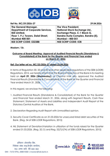 Thumbnail Indian Overseas Bank
 Financial Statement 2025-2026