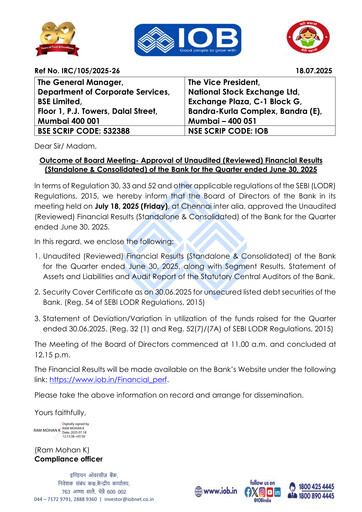 Thumbnail Indian Overseas Bank
 Quarterly Report 2025-q1