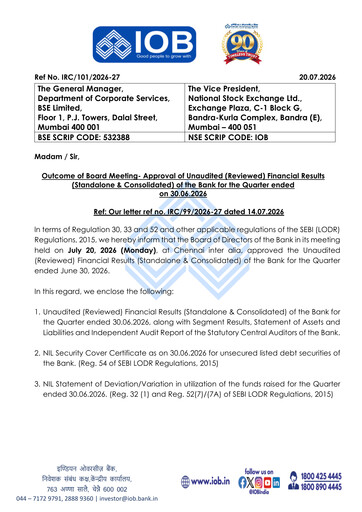 Thumbnail Indian Overseas Bank
 Quarterly Report 2026-q1