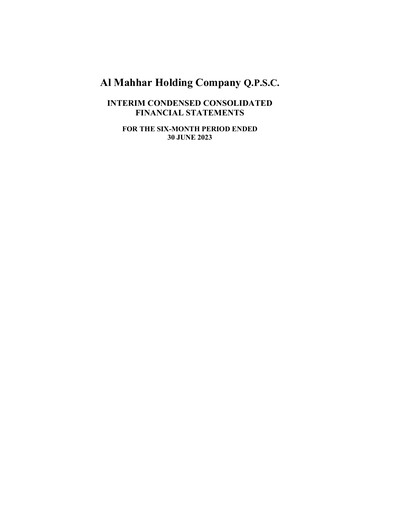 Miniature Al Mahhar Holding Company Rapport semestriel 2023-h1