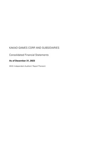 Thumbnail Kakao Games Financial Statement 2023