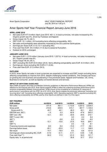 Thumbnail Amer Sports Half-year Report 2016-h1