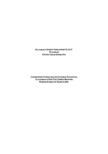 Thumbnail Fujairah Cement Industries Quarterly Report 2021-q1