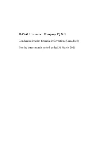 Vorschaubild Hayah Insurance Company Quartalsbericht 2026-q1
