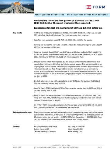 Thumbnail TORM Quarterly Report 2006-q1