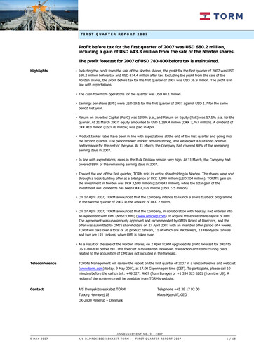Thumbnail TORM Quarterly Report 2007-q1