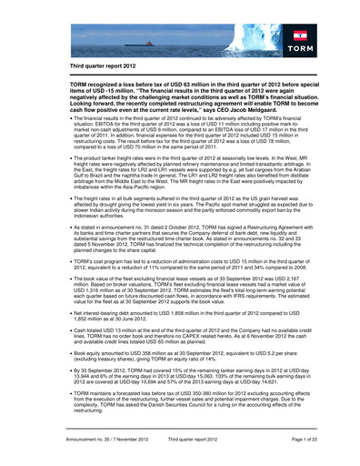 Thumbnail TORM Quarterly Report 2012-q3