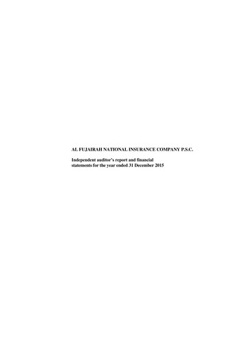 Miniature Al Fujairah National Insurance Company Bilan financier 2015