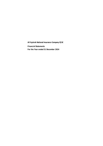 Miniature Al Fujairah National Insurance Company Bilan financier 2024