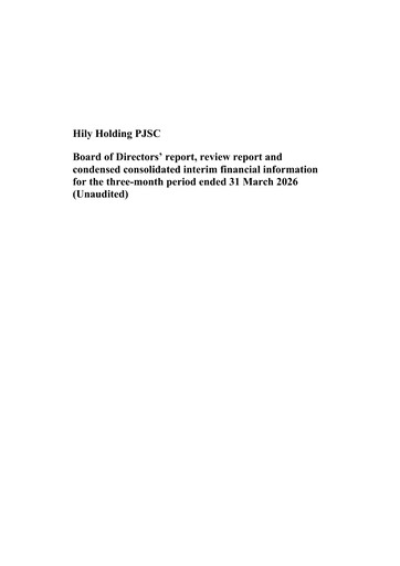 Thumbnail Hily Holding Quarterly Report 2026-q1
