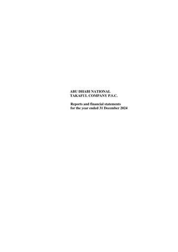 Miniature Abu Dhabi National Takaful Rapport financier 2024