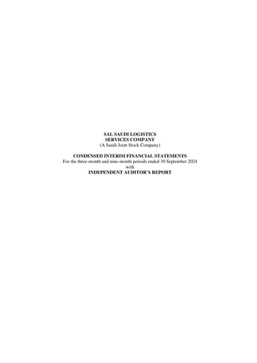 Thumbnail SAL Saudi Logistics Services Financial Statement 2024-q3