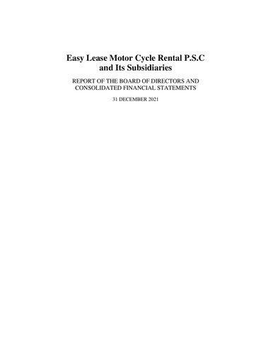 Thumbnail Easy Lease Motorcycle Rental Annual Report 2021