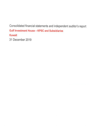 Thumbnail Gulf Investment House Company Financial Statement 2019