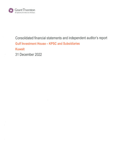 Thumbnail Gulf Investment House Company Financial Statement 2022