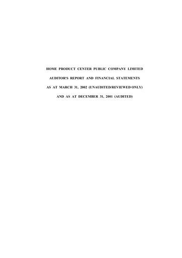 Thumbnail Home Product Center Quarterly Report 2002-q1