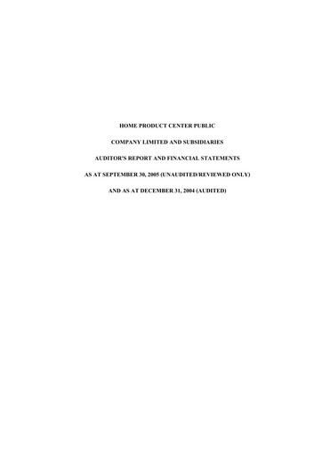 Thumbnail Home Product Center Quarterly Report 2005-q3