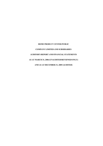 Thumbnail Home Product Center Quarterly Report 2006-q1